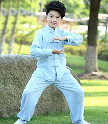Generic Traditionelle chinesische Tai-Chi-Uniform für Kinder,Bequeme Baumwolle und Leinen - Für Tai-Chi-Übungen,C-150cm (B 150)