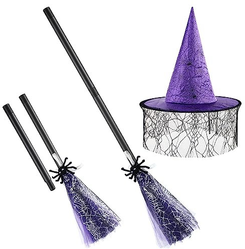 Scopa da strega per Halloween, costume da strega per bambini, decorazione per feste in costume, scopa, cappello per costume da strega per bambini, decorazione di Halloween