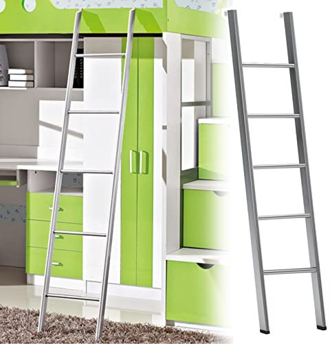 Hochbett Leiter 150cm/59 Lange Etagenbettleiter, Etagenleiter für Wohnmobile aus Metall mit Haken und Gummiunterlage, für Schule Wohnheim Wohnzimmer Loft