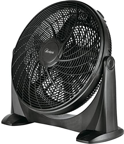 ARDES - AR5A51 Leiser Bodenventilator 5 FLÜGEL SPACE 51 - Bodenventilator ganz in Schwarz mit vertikaler Neigung und manueller Steuerung - Bodenventilator Ardes 3 Geschwindigkeiten