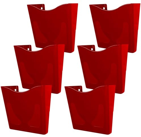Deflecto 6-Pack Red A4 Wall Mounted Document Holders – Portrait Sign, Leaflet & Menu Display