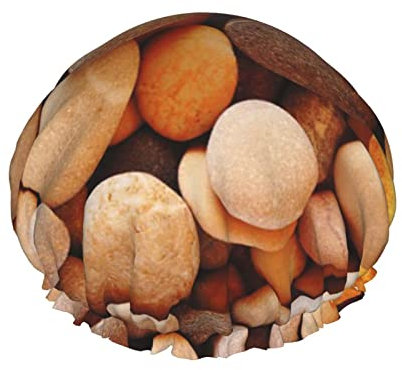Bonnet de douche pour femme - Imprimé galets - Imperméable - Élastique - Réutilisable - Pour homme et femme - Spa et salon