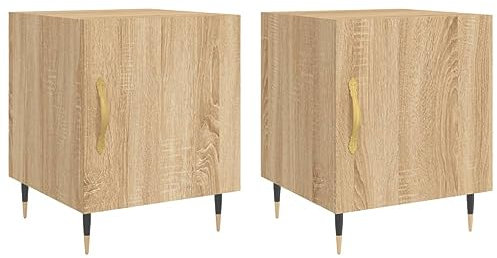 vidaXL Nachttisch 2 STK., Nachtschrank mit viel Stauraum, Kommode für Schlafzimmer, Nachttischschrank Beistelltisch Aufbewahrung Nachtkästchen, Sonoma Eiche Holzwerkstoff