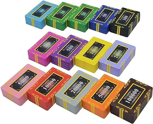 25-teilige Casino-Chips, Pokerspielchips, Ton, 29 Gramm, Texas Holdem, Blackjack, Pokerchips, Laser-Pokerchips, Club-Zählspielchips, for Casino-Party-Brettspiele ( Color : 25 Piece , Size : $20000 )