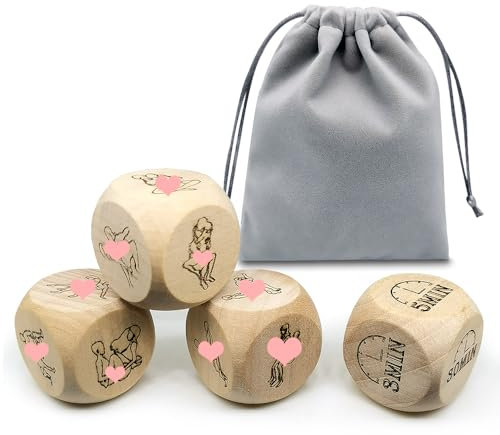 ZoTuoART Set di 4 dadi in legno per adulti, per yoga sexy, sfide casuali, gioco di ruolo decisionale, dadi divertenti