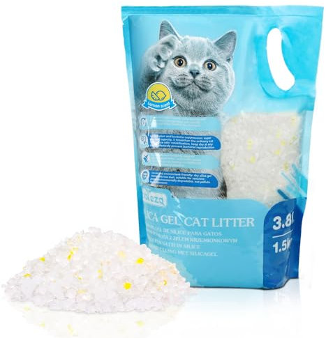 Nobleza Silikat Kristalle Katzenstreu 3.8L - Hochwertige, Staub, Zitronengeschmack- und klumpenfreie Katzenstreu mit überlegener Geruchskontrolle und effektiver Flüssigkeitsaufnahme