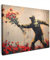 MuchoWow© Wandbilder 40x30 cm Wohnzimmer Wanddeko Schlafzimmer Zimmerdeko Wandgemälde Zimmer Deko auf Wand Dekoration Wall Art Street art - Mann - Blumen - Rot - Graffiti - Banksy