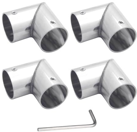 4 juegos de conectores de tubo de codo de ángulo de 90 grados, conector de codo de metal de 2 vías para abrazaderas de tubo en forma de L de 2 vías (para diámetro exterior de 1 pulgada o 25,4 mm,