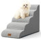 COZY KISS Hundetreppe für Kleine Hunde 57cm, Haustiertreppe für Hochbett aus Schwamm, Hunde Treppe Hunderampe mit Waschbarem Bezug und Rutschfestem Boden, 40x84x57cm, 5 Stufen, Weiß Schwarz
