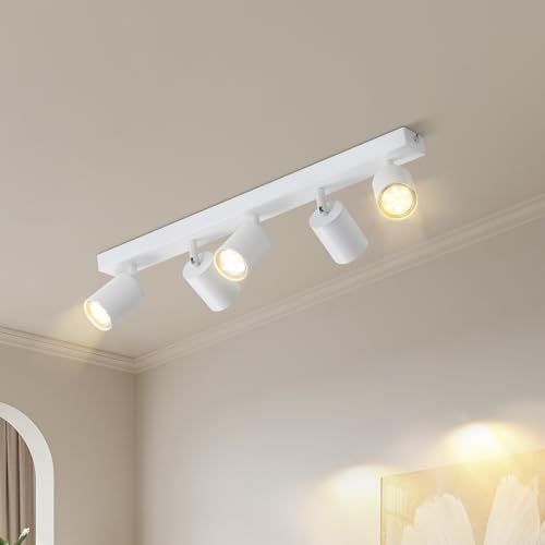 Lichtmaler LED Deckenstrahler 5 Flammig Deckelampe - Deckeleuchte Weiß GU10 Deckenspots Schwenkbar 350° Spotlight Modern Spots für Flur Wohnzimmer Schlafzimmer, Ohne Leuchtmittel