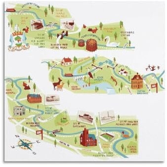 WZKTCL Karten-Poster, Europa, Schottland, Glasgow-Kanal, Poster, dekorative Malerei, Leinwand, Wandposter und Kunstdruck, moderne Familienschlafzimmer-Dekoration, Poster, 40 x 40 cm