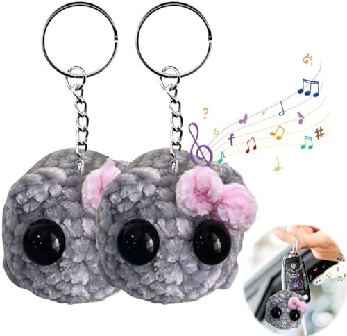 REGAPOG Sad Hamster Mit Sound, Hamsti Schlüsselanhänger, Hamster Meme Mit Violine Sound, Hamsti Mit Sound Handgestrickte Sad Hamster Kuscheltier, Mutmacher Geschenk Für Freunde Partner (2PCS)