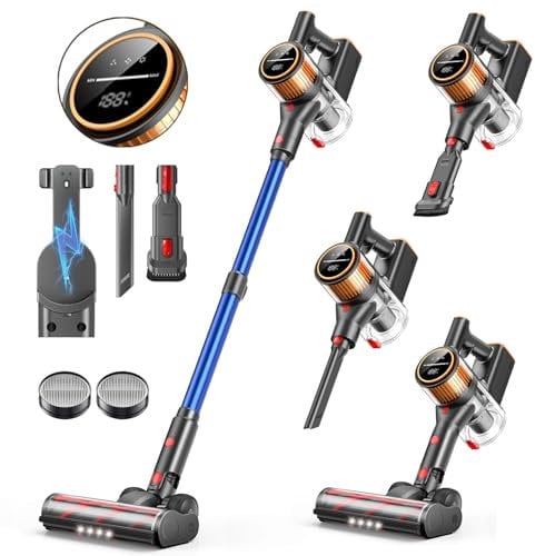 SunSare Aspirateur Balai sans Fil 45kPa/60Min/550W, Aspirateur sans Fil avec Support Mural Rechargeable, Aspirateur Balai sans Fil Puissant Vertical pour Parquet, Moquettes, Poils d'animaux (X9)