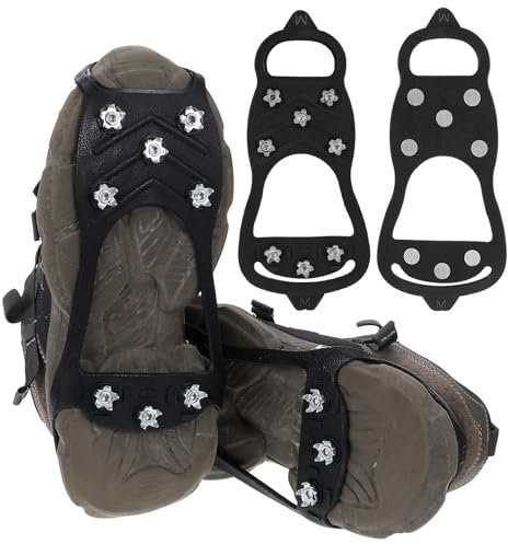 Ramponi antiscivolo per scarpe e stivali, ramponi da ghiaccio e neve con 8 punte in acciaio inossidabile, ramponi invernali antiscivolo per esterni per camminare, arrampicarsi ed escursioni (M)