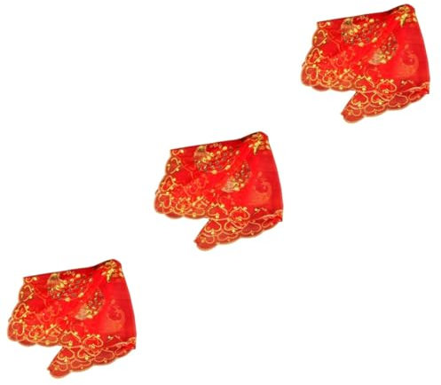 GALPADA 3stücke Chinesischer Hochzeits-braut Schleier Mit Spitze Und Pailletten Traditionelles Brautkopftuch Für Besonderen Tag Elegant Und Dekorativ Für Hochzeit
