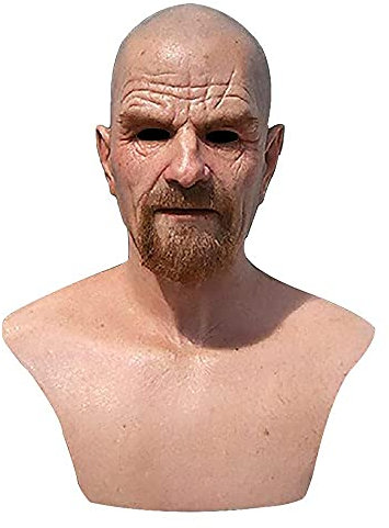 SCGHBK Realistische Maske für alte Männer, Halloween, gruselige Latex-Gesichtsmaske für alte Männer, Opa, Falten, für Erwachsene, Rollenspiele, Weihnachtsfeiern