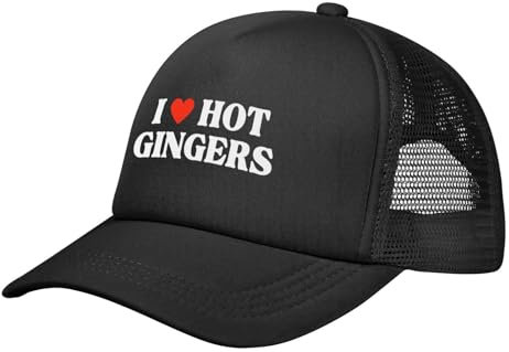FWJZDSP I Love Hot Gingers Mesh-Mütze, Baseballmütze, Pferdeschwanz-Cap, Strand, Sonne, Papa, Trucker-Mütze
