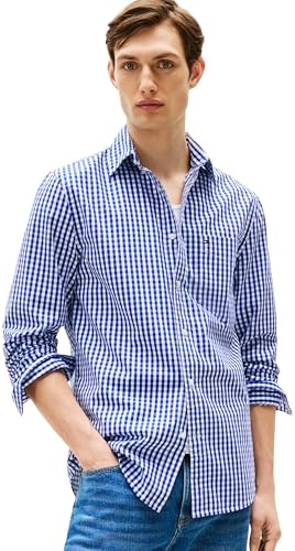 Tommy Hilfiger Chemise Homme Poplin Gingham en Coton