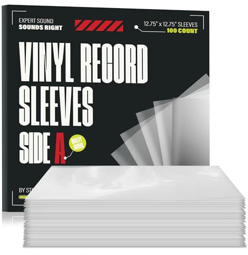 Stock Your Home 100 Pack Vinyl Record Sleeves, Inner Sleeves for 12 Vinyl Record, Transparent & Protective Polypropylene Plastic Album Storage