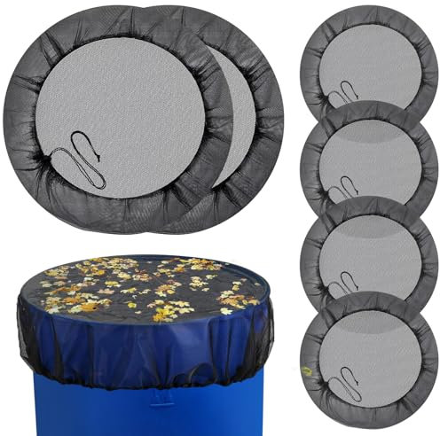 6 unidades de red para barriles de lluvia, 95 cm con cordón, red de protección ajustable para barril de lluvia, resistente a la intemperie, protección contra mosquitos, larvas de mosquitos