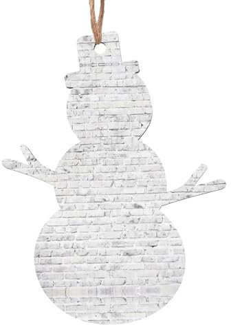 Adornos de madera para árbol de Navidad, diseño de pared de ladrillo, etiquetas rústicas para colgar con cuerdas de yute