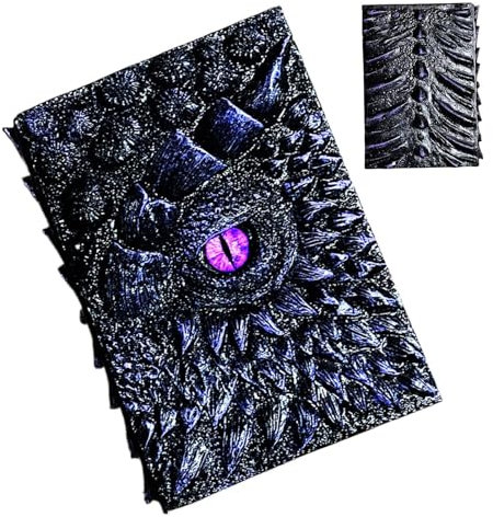 Dragon Eye Notebook, Resin Engraving Dragon Notebook, Embossed Writing Journal for Dragon Lovers, Hardcover Travel Notepad for Writers, Decorative Ornaments Dragon Eye Journal, Dragon Lover Writing Jo