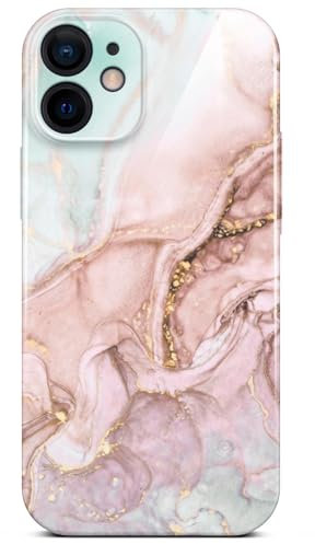 ONEFLOW Bliss - Cover per Apple iPhone 12, effetto marmorizzato, con protezione per fotocamera, motivo marmorizzato, colore: Rosa e grigio