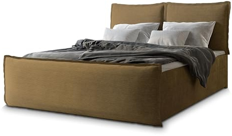 Masseno Boxspringbett Monta 140x200 cm Komplett-Set mit Matratze und Topper, Polsterbett mit Zwei Bettkästen -Gelb, Lincoln 48