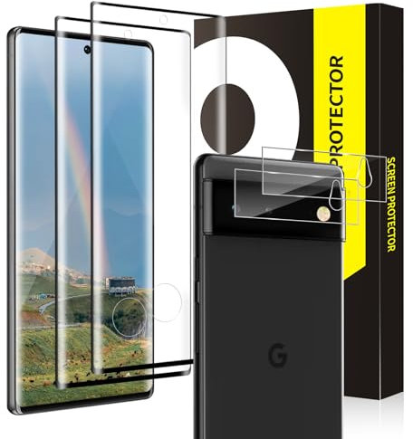 VSEER 2+2 Stück Schutzfolie für Panzerglas für Google Pixel 6 Pro 5G, 3D Vollbildschirm Ultra-Klar Anti-Kratzer Pixel 6 Pro 5G Glasfolie, Hohe Empfindlichkeit 9H Härte Google Pixel 6 Pro 5G Schutzglas