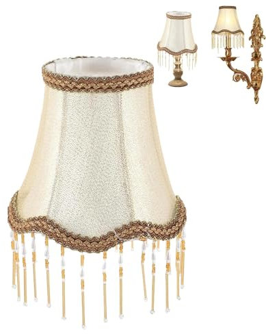 Lampenschirm 70er Jahre, Vintage Deko Glockenförmiger Lampenschirme Stoff, Jacquard Lampenschirm Retro mit Fransen, Lampe Kostüm für Lampe aus Den 70 Gern, Exquisite Lampe Abdeckung (A)