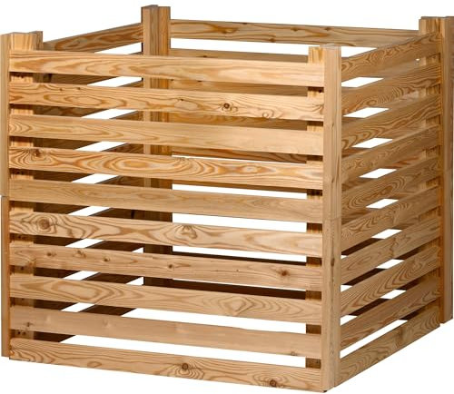 dobar® Green Label Composteur Pratique Semi | Bac à Compost en Bois de mélèze | Composteur de Jardin d'une capacité de 350 litres | 76 x 76 x 73 cm | Naturel