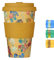 Ecoffee Cup 14oz 400ml Van Gogh Collection Reusable Eco-Friendly 100% Plant Based Coffee Cup with Silicone Lid & Sleeve - Melamine Free & Biodegradable Dishwasher/Microwave Safe Travel Mug (Flowers)