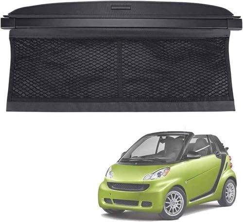 LDKH Copertura per Vano di Carico Auto, Copribagagliaio, Avvolgibile per Smart 451 Fortwo 2007-2014, Copribagagliaio Retrattile, Ripiani, Protezione, Sicurezza, Accessori per Vano Bagagli