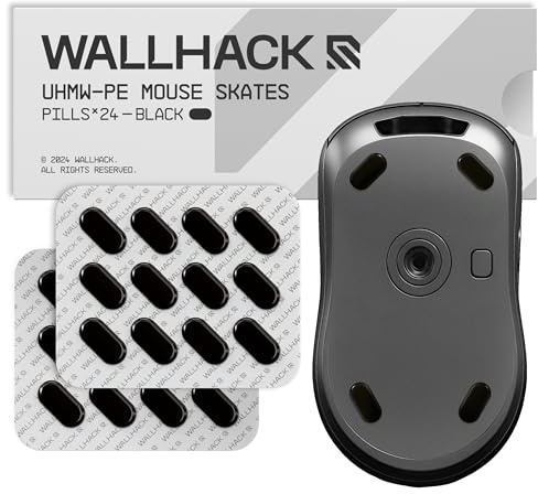 Wallhack UHMW-PE Pillen Maus Skates | Premium Skates für Gaming Mäuse | Glattes Gleiten auf Stoff & Glaspads | Geschwindigheit & Kontrolle | Haltbar & Einfach Anzuwenden | Schwarz 7mm x 14mm