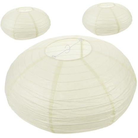 SOLUSTRE 3 Stück Lampenschirm aus Papierlaterne Laternen modern falten dekorativ Schatten hochzeitsdekoration DIY Laterne Kronleuchter aus Reispapier Stehlampe aus Reispapier Eisen Beige