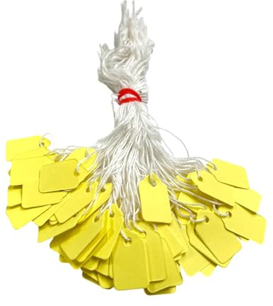 Pack of 200 Small Yellow Strung Tags Price Tickets 13 x 20mm