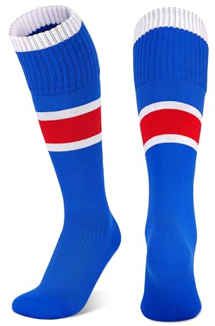GRPSKCOS Fussballsocken Kinder 1 Paar Kniestrümpfe Kinder Atmungsaktive Fußballstutzen für Tennis Rugby Hockey Jungen Mädchen 4-12 Jahre