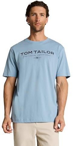 Tom Tailor Herren T-Shirt aus Baumwolle mit Logo-Print