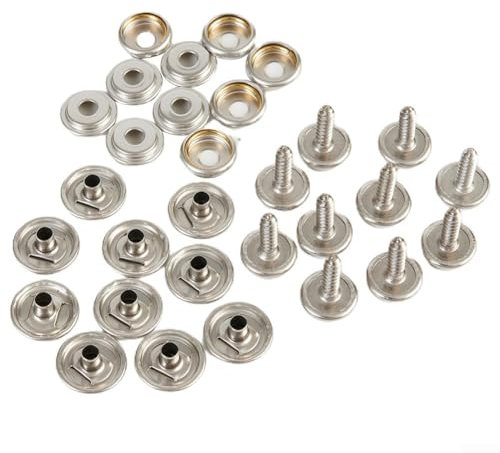 Kit di viti per tela di fissaggio a scatto in acciaio inossidabile di grado marino, 30 pezzi, per copertura di barche, tende, tende da esterni, set di bottoni con viti autofilettanti, 15 mm