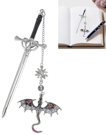 Dragon Bookmark,Gothic Dragon Book Marker,Fourth Wing Bookmark,Bookm/ark with Vintage Tassel Pendant,Vintage Boo/kmark,Fantasy Boo/kmark for Readers, Book Marks for Adults(Grey)