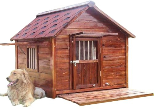 Hundekäfig Hundebox Große Hunde Extragroßes Tierhaus Aus Massivholz Einziehbarer Boden Türstopper Aus Edelstahl Und Hunderiegel Am Boden, Wetterfest(70 * 90 * 88cm)
