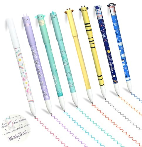 home harbor 8 Stück Radierbare gelstifte set,Radierbaren Gelschreibern für Kinder,Tier Motiven radierbare Stifte,Löschbare Kunststoffstifte in verschiedenen Formen,Geeignet für Schulen und Büros