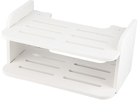 Kukyller Floating Shelf, Wall Mount Under TV Shelf White Projector Holder with Anti Collision Round Corner for Living Room Bedroom