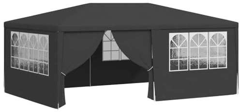 HOMIUSE Profi-Partyzelt mit Seitenwänden 4x6 m Pavillon Faltpavillon Grillpavillon Gartenlaube Groß Party Zelt Bierzelt Faltzelt Anthrazit 90 g/m²