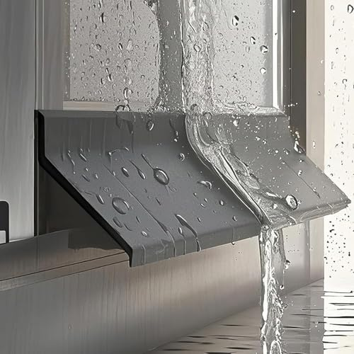 Waterproof Window Rain Deflector, Flexible Self Adhesive Rubber Door and Window Rain Drip Guard Strip - Edge Flashing, Stop Rainwater Backflow, 5m/16.4ft(5.5cm,1m(3.3ft))