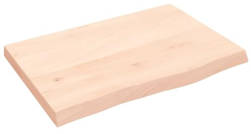 CIOURSTO Waschtischplatte aus Holz, Massive Eiche Material, Holzplatte Platte für Schränke oder Schreibtische, 2-6 cm Dicke, Naturkante (60 x 40 x 4 cm)