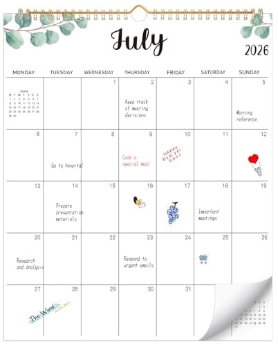Calendar 2026 2027 UK, 18 Month Large Wall Calendar, 30 x 37cm | Jul. 2026-Dec. 2027, Month to View, 120GSM Thick Paper, Large Writing Space, Holiday Reminders, Vertical Design