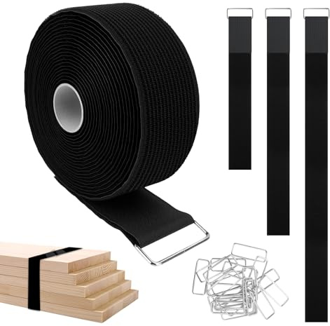 5cm x 5m Fascette Fermacavi Riutilizzabili con 25 Fibbie, Fascette a Strappo, Cinghie Fermacavi per Cable Management, Organizzatore Cavi per Casa, Ufficio e Giardino(Nero)