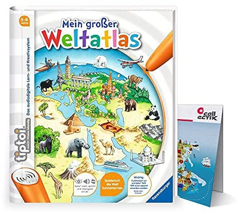 Ravensburger tiptoi ® Buch, Atlas | Mein großer Weltatlas + Kinder Wimmel Weltkarte - Länder, Tiere, Kontinente