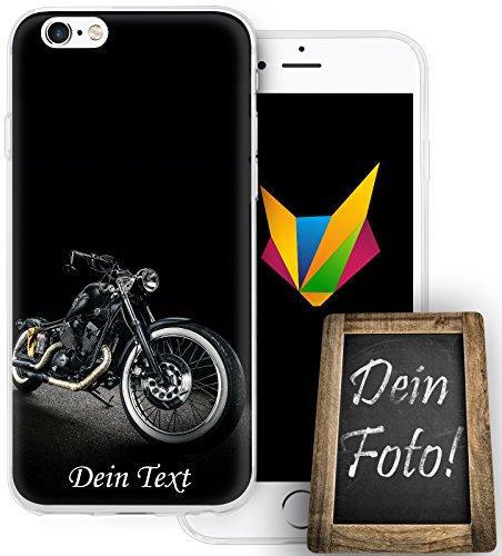 Mobilefox Eigenes Motorrad Handyhülle Personalisiertes Geschenk dünne Silikon TPU Case Foto Motiv passend für Apple iPhone 6/6S Mit Text